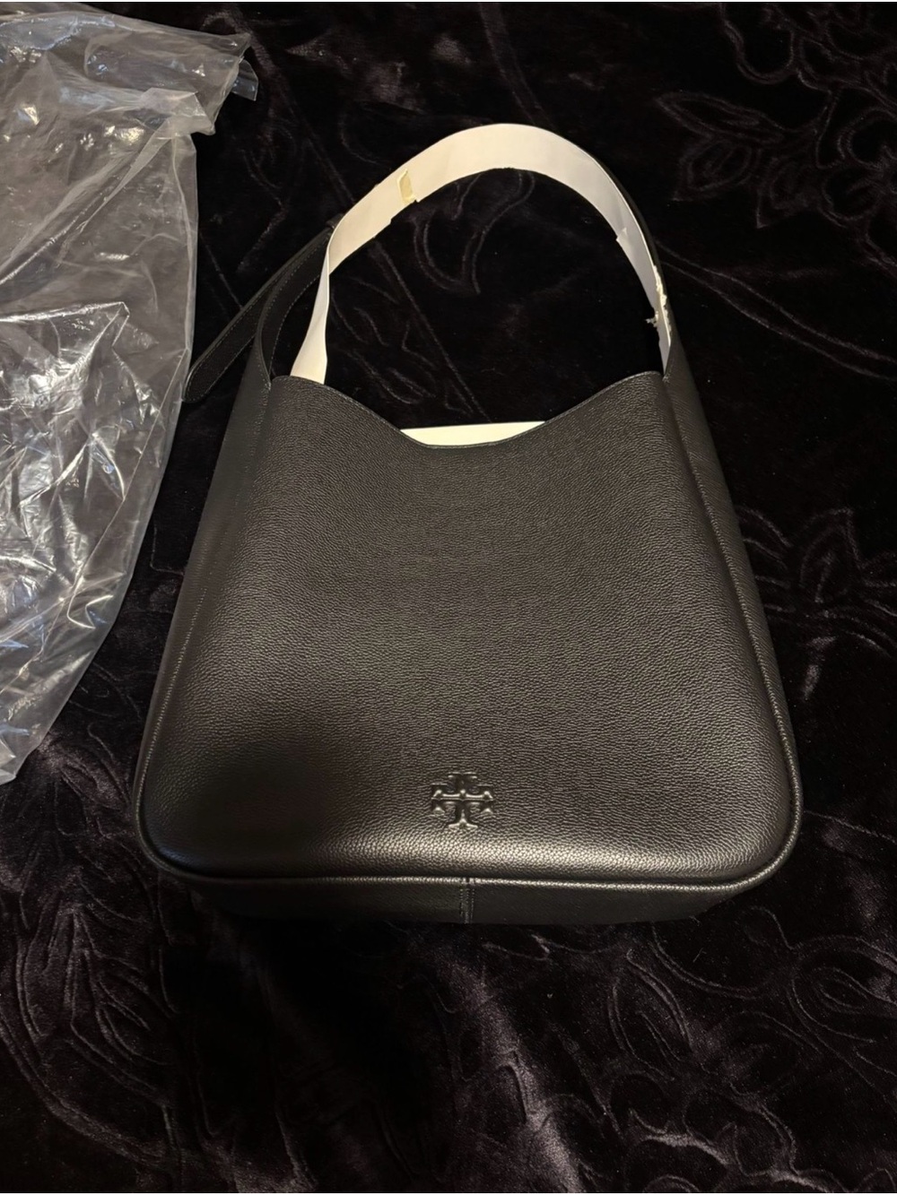 Tory Burch Black Leather Hobo Shoulder Bag
